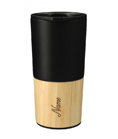 Black Bamboo & Stainless Steel Tumbler - 500ml Travel Coffee Mug